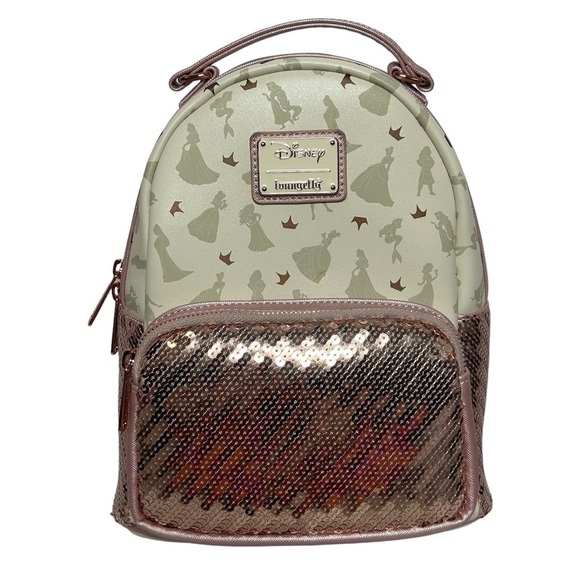 Loungefly Disney Ultimate Princess Sequin Rose Gold Mini Backpack main image 11